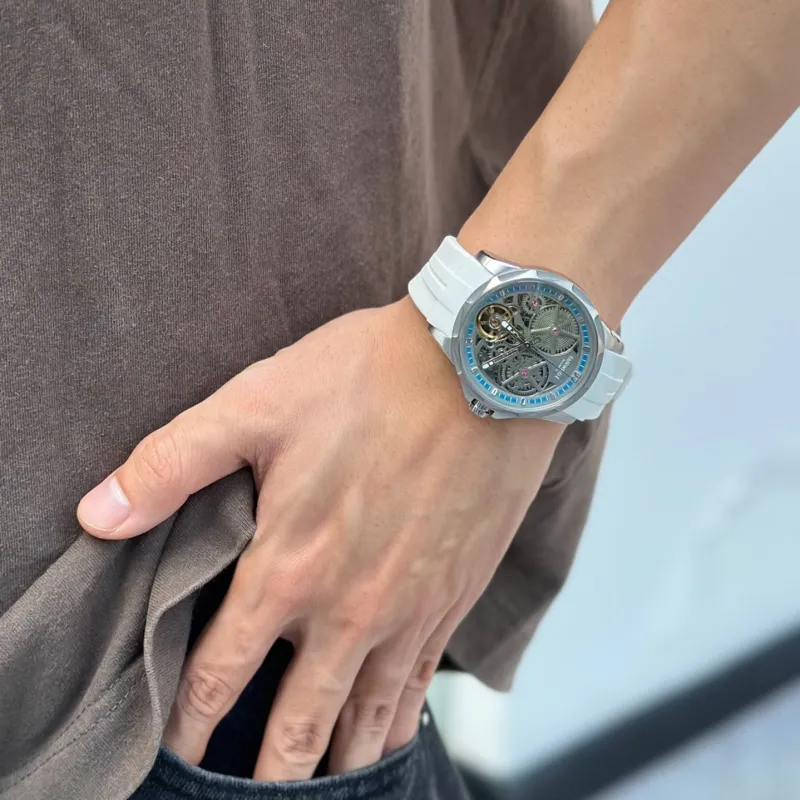 FAIRWHALE Pioneer Collection Watch Automatic Mechanical Movement Silicone Strap Watch Men's Watches Cut Out Dial-23