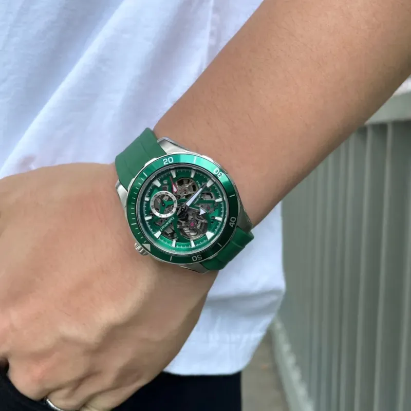 FAIRWHALE Starlight Collection Automatic Mechanical Movement Silicone Strap Watch Men's Watches Green Dial-2