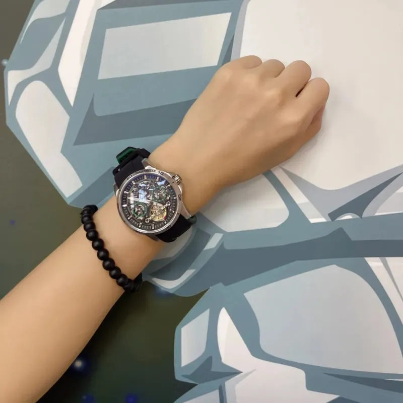 FAIRWHALE Pioneer Collection Automatic Mechanical Movement Rubber Strap Watch Men's Watches Silver Dial-6