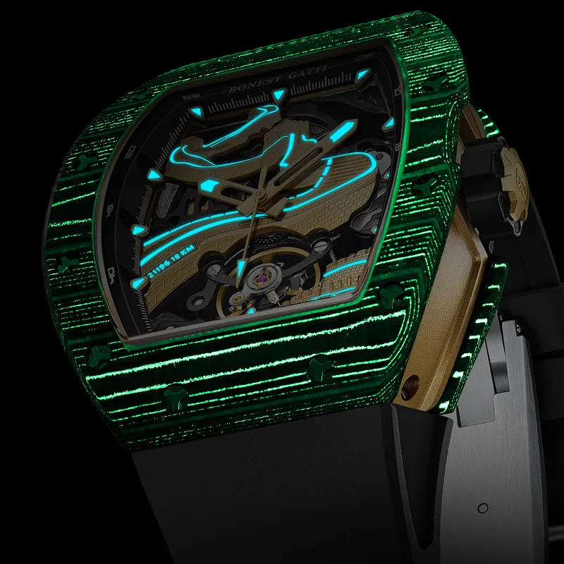 BONEST GATTI Automatic Mechanical Movement Watch Men's Watches Cut Out Dial-8