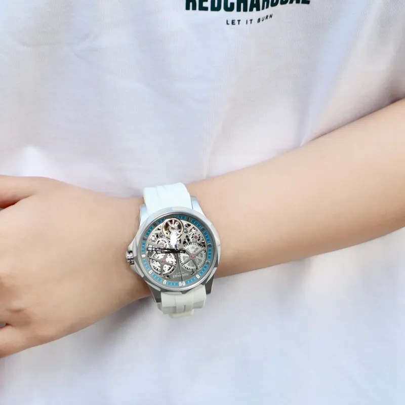 FAIRWHALE Pioneer Collection Watch Automatic Mechanical Movement Silicone Strap Watch Men's Watches Cut Out Dial-13