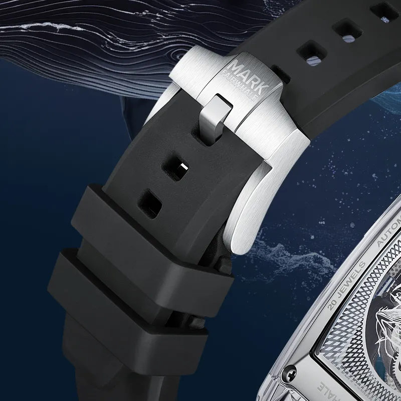 FAIRWHALE Shan Hai Jing Series Automatic Mechanical Movement Rubber Strap Watch Men's Watches Blue Dial-4