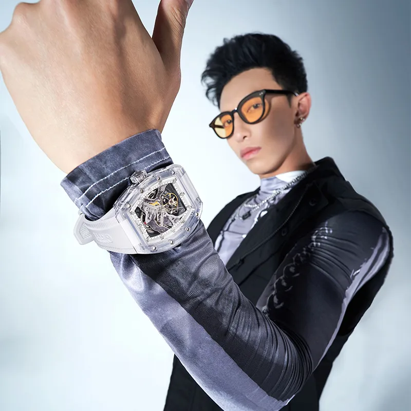 BONEST GATTI Automatic Mechanical Movement Rubber Strap Watch Unisex White Dial-3