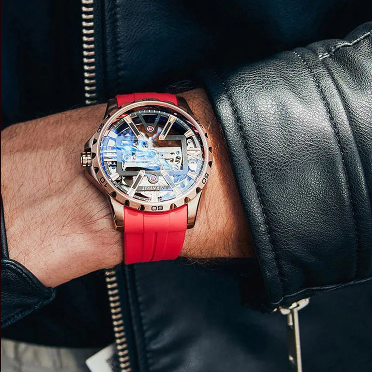 FAIRWHALE Pioneer Collection Men's Watch Automatic Mechanical Movement Silicone Strap Watch Men's Watches Cut Out Dial-3