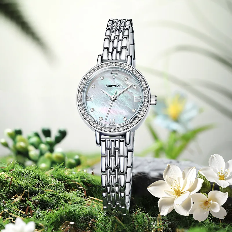 FAIRWHALE Automatic Mechanical Movement Metal Strap Watch Unisex Black Dial-4