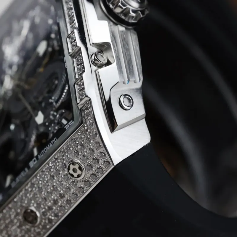BONEST GATTI Automatic Mechanical Movement Rubber Strap Men's Watches Cut Out Dial-7