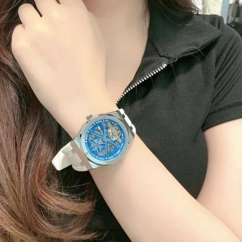 FAIRWHALE Pioneer Collection Men's Watch Automatic Mechanical Movement Rubber Strap Watch Men's Watches Blue Dial-1