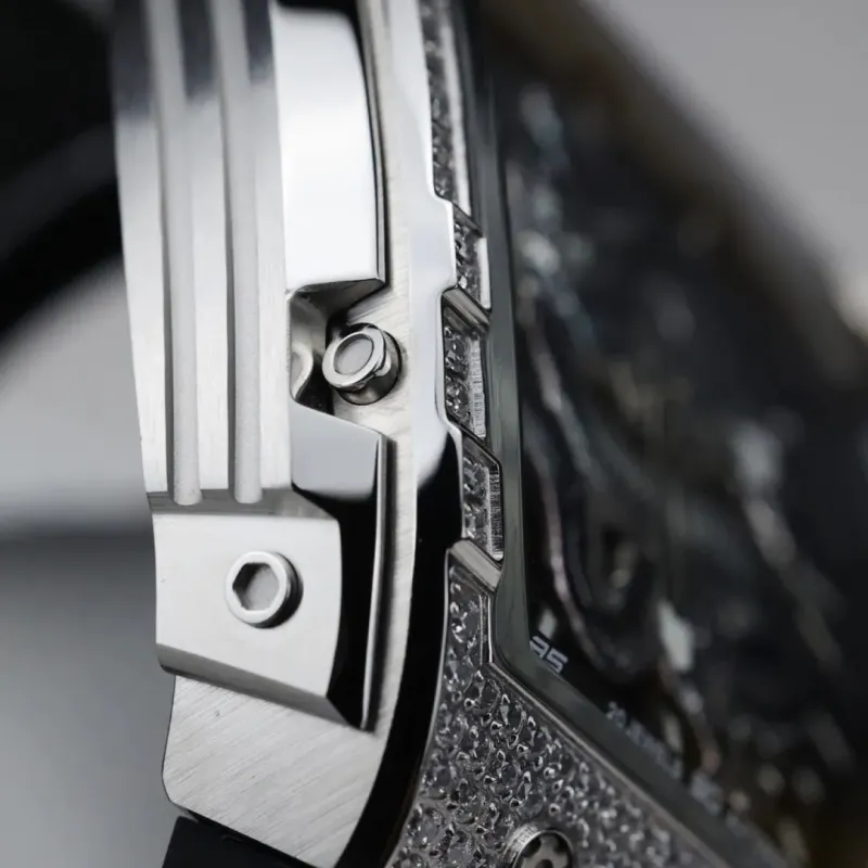 BONEST GATTI Automatic Mechanical Movement Rubber Strap Men's Watches Cut Out Dial-6