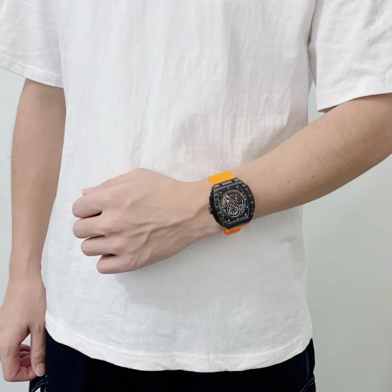FAIRWHALE Pioneer Collection Automatic Mechanical Movement Silicone Strap Watch Men's Watches Cut Out Dial-6