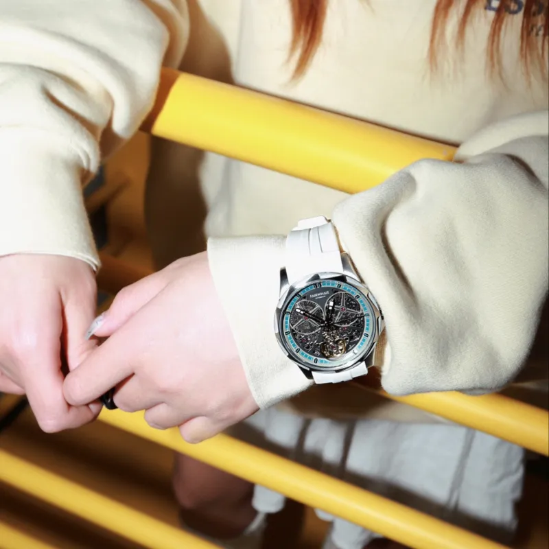 FAIRWHALE Pioneer Collection Watch Automatic Mechanical Movement Silicone Strap Watch Men's Watches Cut Out Dial-11