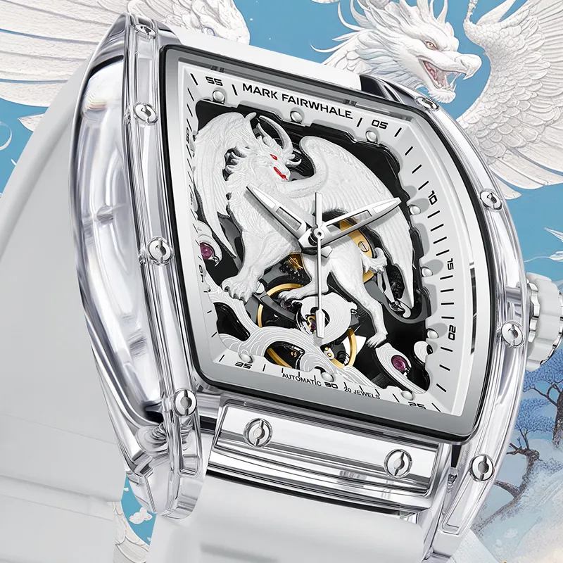 FAIRWHALE Shan Hai Jing Series Automatic Mechanical Movement Rubber Strap Watch Men's Watches Cut Out Dial-0