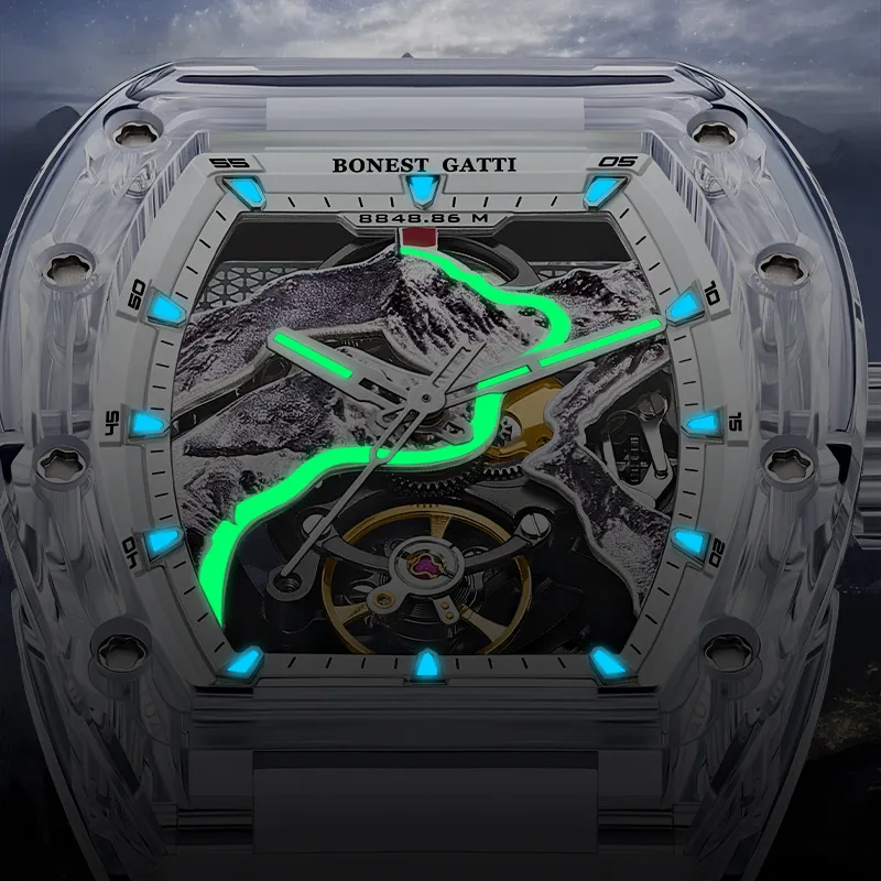 BONEST GATTI Automatic Mechanical Movement Rubber Strap Watch Unisex White Dial-6
