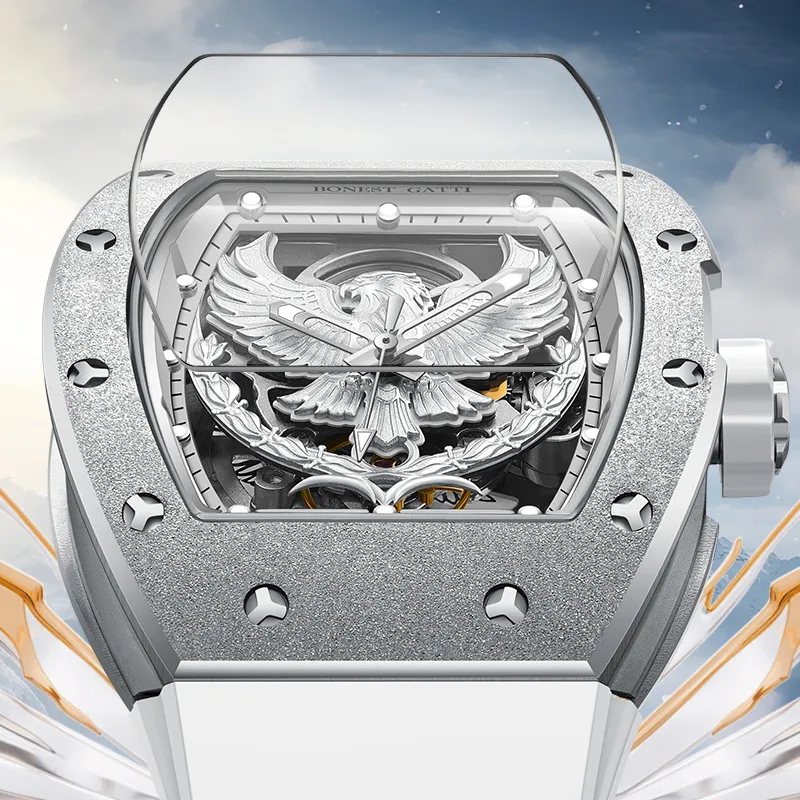 BONEST GATTI Soaring Collection Automatic Mechanical Movement Watch Men's Watches Silver Dial-2