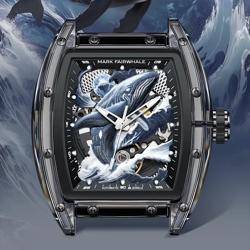FAIRWHALE Shan Hai Jing Series Automatic Mechanical Movement Rubber Strap Watch Men's Watches Blue Dial-2