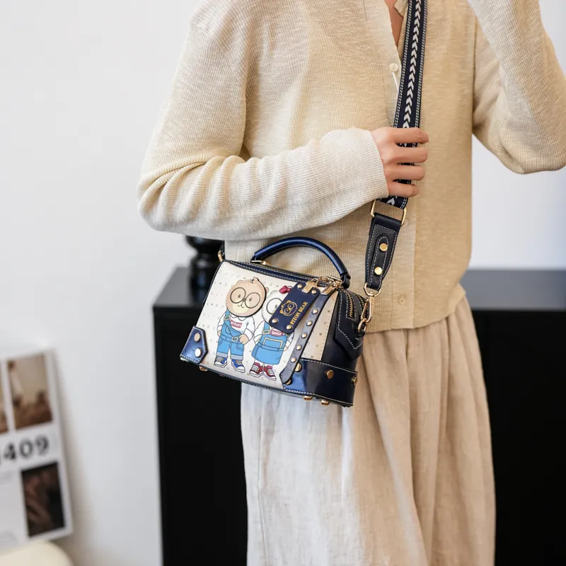 North Pack PU Shoulder Bag Women's Blue/Brown-6