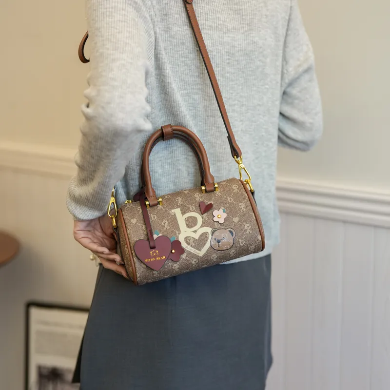 North Pack PU Shoulder Bag, Crossbody Bag, Handheld Handbag Women's Apricot/Camel-9