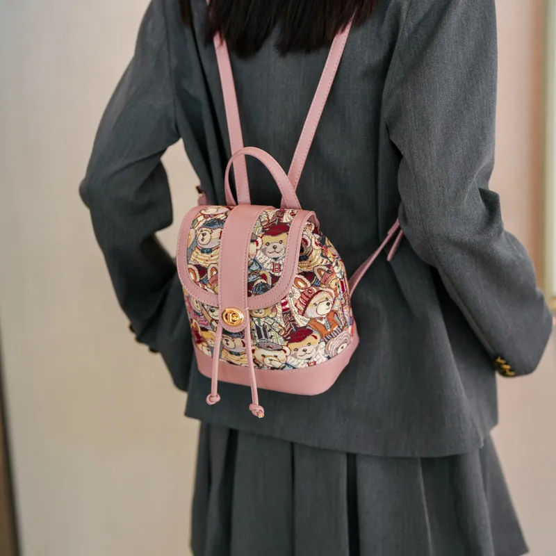 North Pack PU Backpack Women's Brown Bear/Pink Bear/Blue Bear/Panda Brown/Panda Black-10
