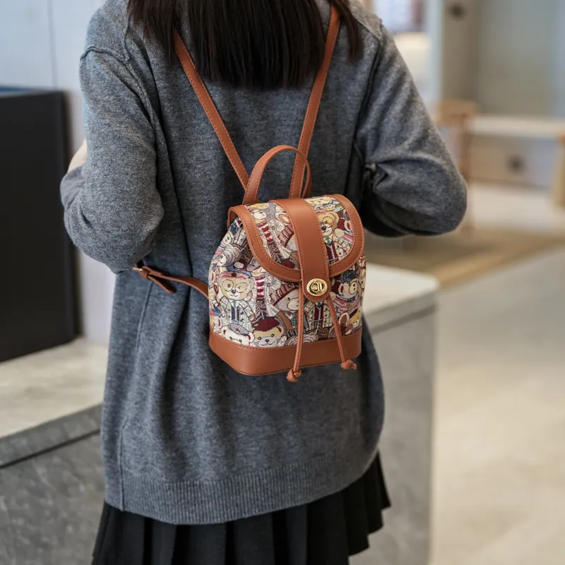 North Pack PU Backpack Women's Brown Bear/Pink Bear/Blue Bear/Panda Brown/Panda Black-4