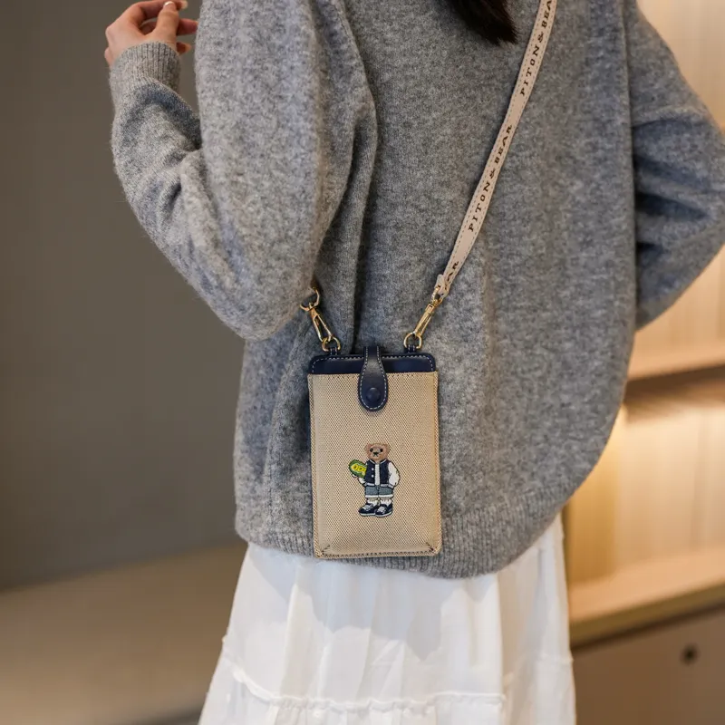 North Pack Canvas Bag, Shoulder Bag, Crossbody Bag Trumpets Women's White Shirt Bear/Skateboarding Bear/Crown Bear-8