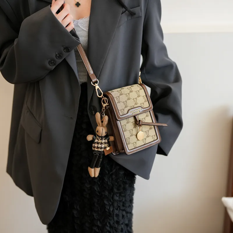 North Pack PU Crossbody Bag With Cell Phone Pouch Regular Women's Black/Khaki-13