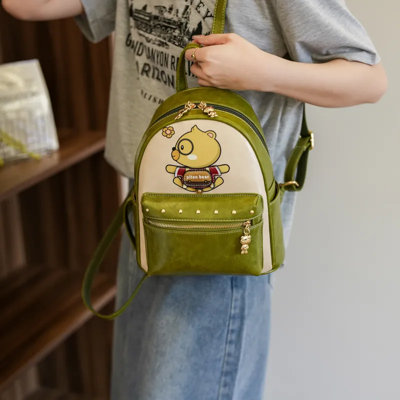 North Pack PU Backpack Regular Women's Green/Brown-2