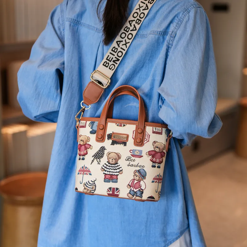 North Pack PU Handbag Medium Size Women's Blue/Pink/Brown-12