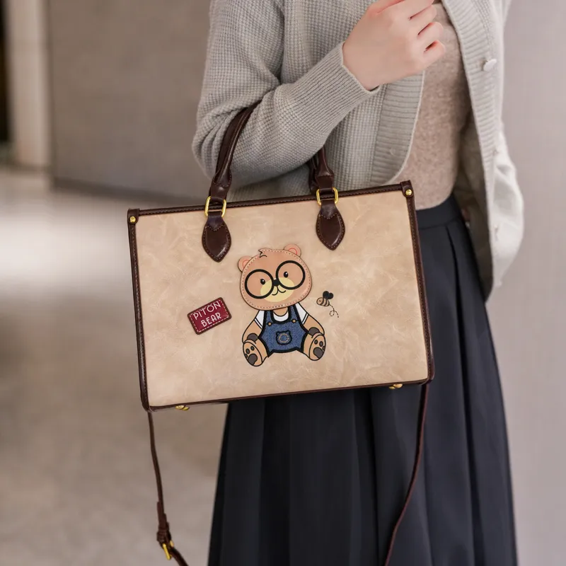 North Pack PU Crossbody One Shoulder Handbag Regular Women's Ecru/Brown/Navy Blue-2