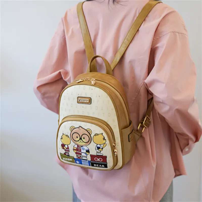 North Pack PU Backpack Regular Women's Black/Ginger Yellow/Green-14