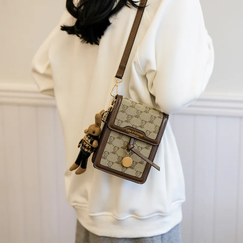 North Pack PU Crossbody Bag With Cell Phone Pouch Regular Women's Black/Khaki-8