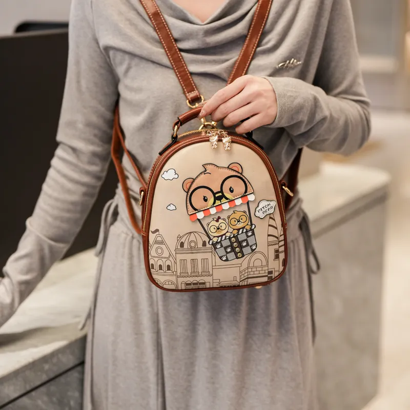 North Pack PU Backpack Regular Women's Pink/Brown-10