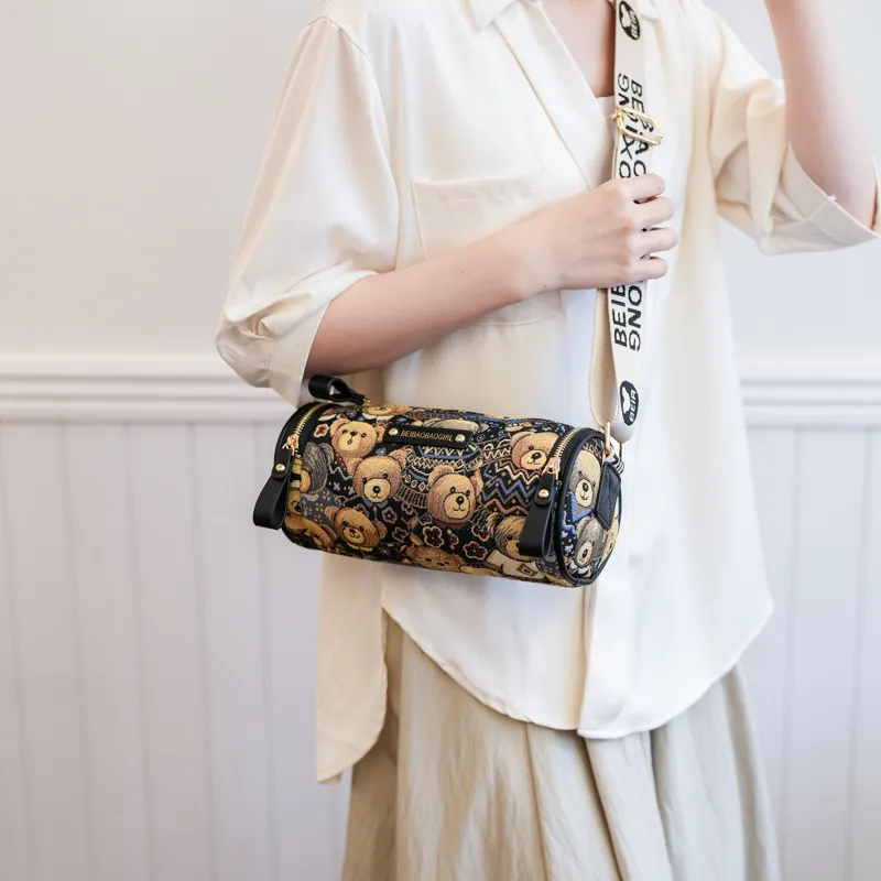 North Pack PU+Canvas Crossbody Bag Regular Women's Midnight Black/Beige Apricot-1