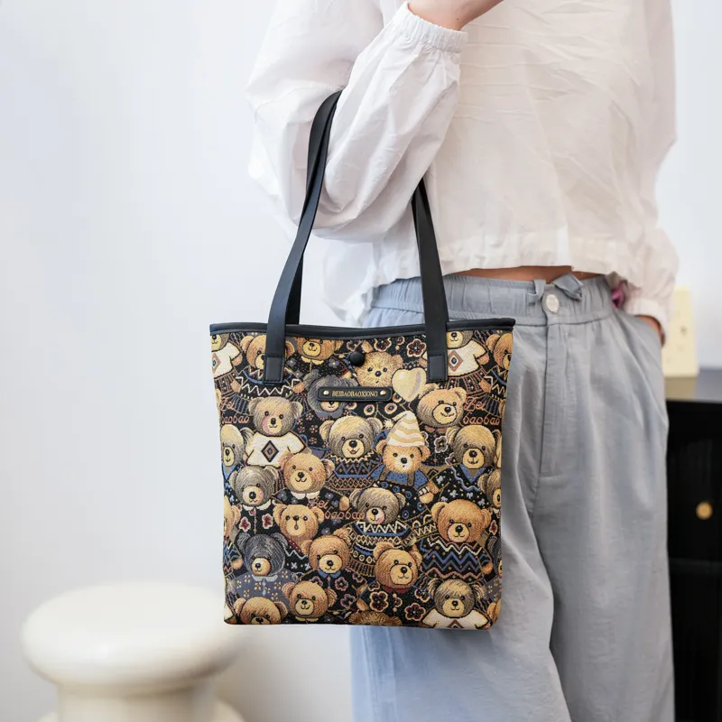 North Pack Canvas Bag, Handbag, Shoulder Bag Regular Women's Midnight Black/Beige Apricot-4