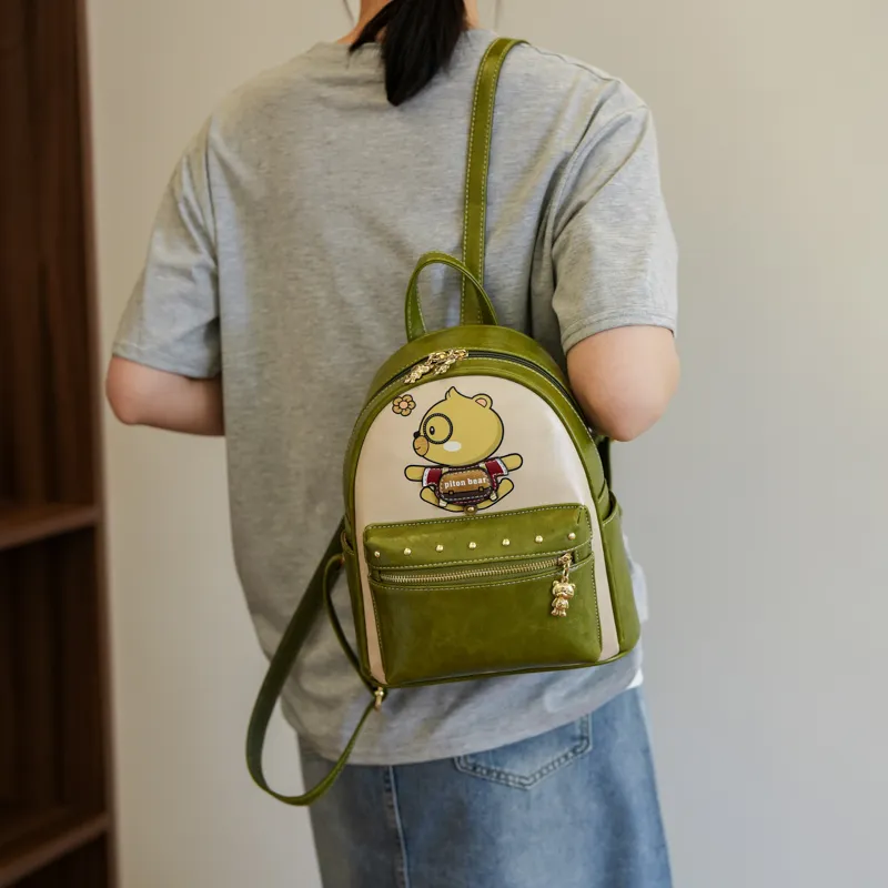 North Pack PU Backpack Regular Women's Green/Brown-1