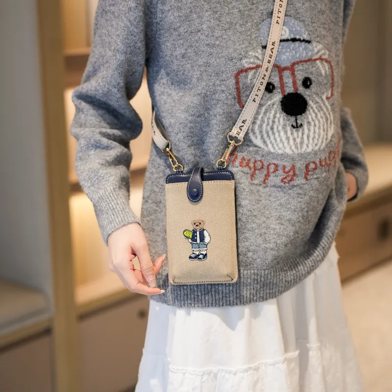 North Pack Canvas Bag, Shoulder Bag, Crossbody Bag Trumpets Women's White Shirt Bear/Skateboarding Bear/Crown Bear-6