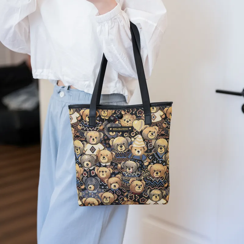 North Pack Canvas Bag, Handbag, Shoulder Bag Regular Women's Midnight Black/Beige Apricot-2
