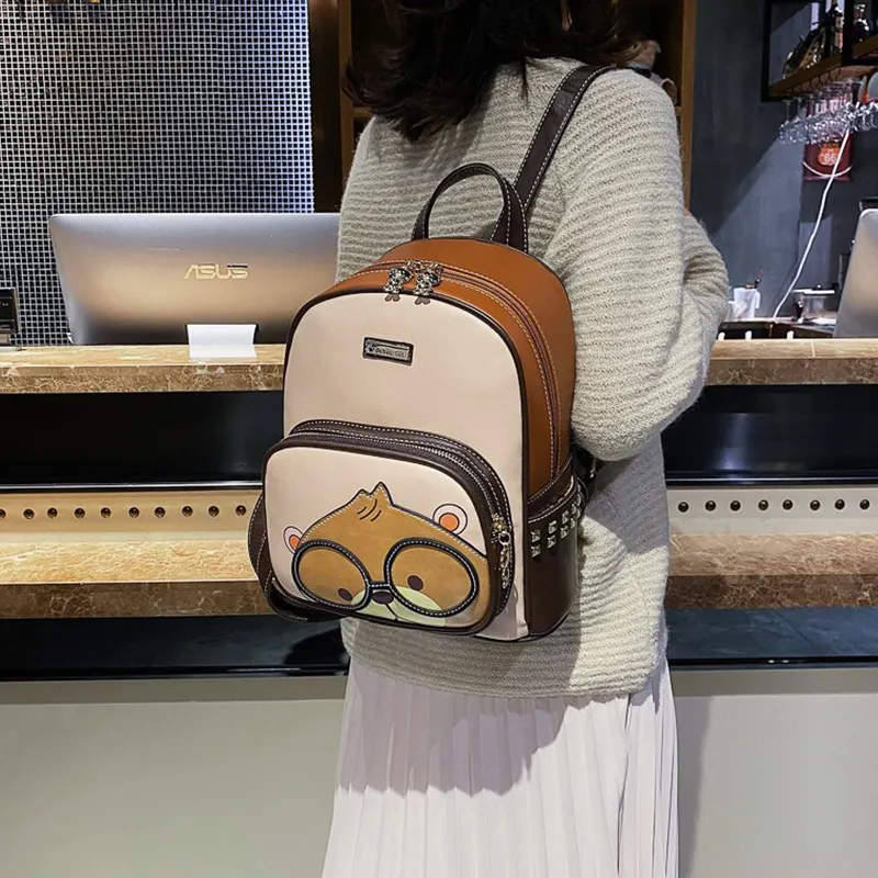 North Pack PU Backpack Women's Black/Coffee-4