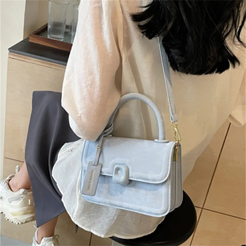 North Pack PU Handbag Small Square Bag Crossbody Bag Regular Women's Ecru/Black/Pink/Blue-20