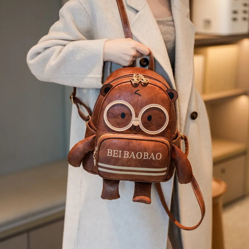North Pack PU Backpack Women's Beige/Pink/Brown-10