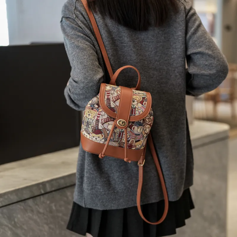 North Pack PU Backpack Women's Brown Bear/Pink Bear/Blue Bear/Panda Brown/Panda Black-2