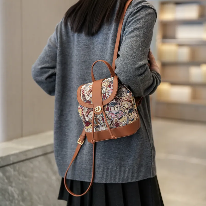 North Pack PU Backpack Women's Brown Bear/Pink Bear/Blue Bear/Panda Brown/Panda Black-5