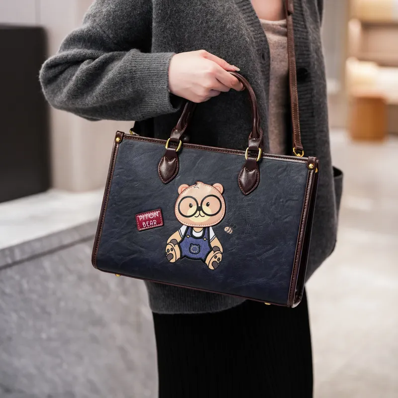 North Pack PU Crossbody One Shoulder Handbag Regular Women's Ecru/Brown/Navy Blue-20