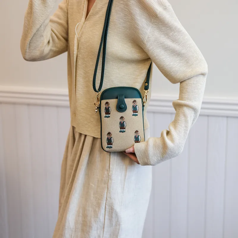 North Pack Fabric Shoulder Bag, Crossbody Bag Unisex Pink/Green/Brown-7
