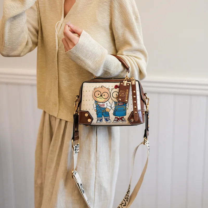 North Pack PU Shoulder Bag Women's Blue/Brown-8