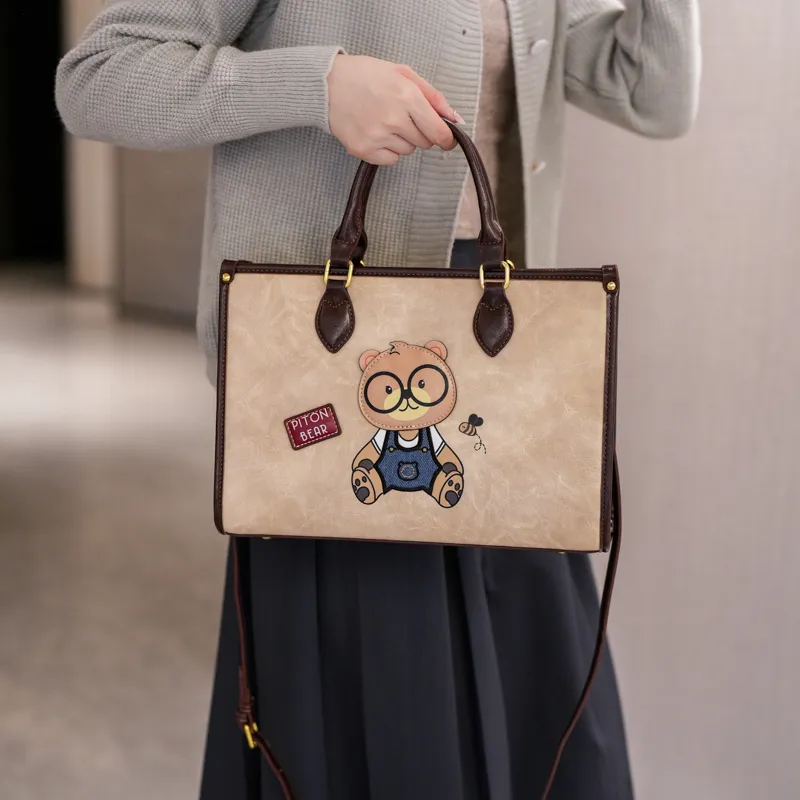 North Pack PU Crossbody One Shoulder Handbag Regular Women's Ecru/Brown/Navy Blue-1