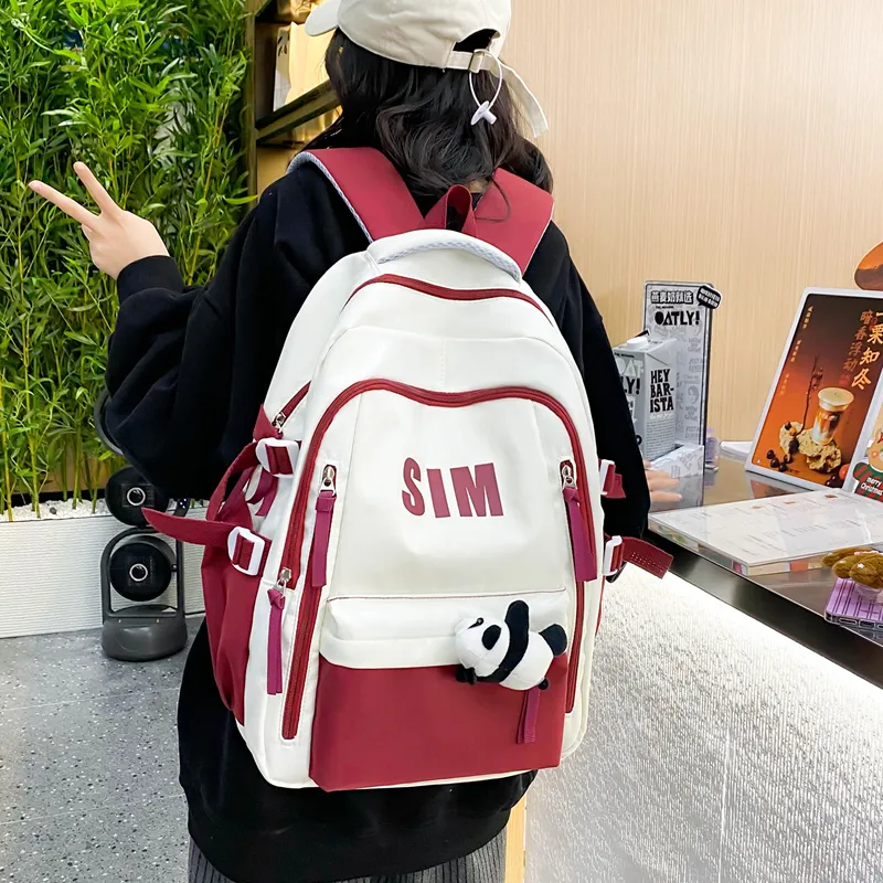 North Pack Nylon Backpack Unisex Black/Red/Green/Blue/Brown-21