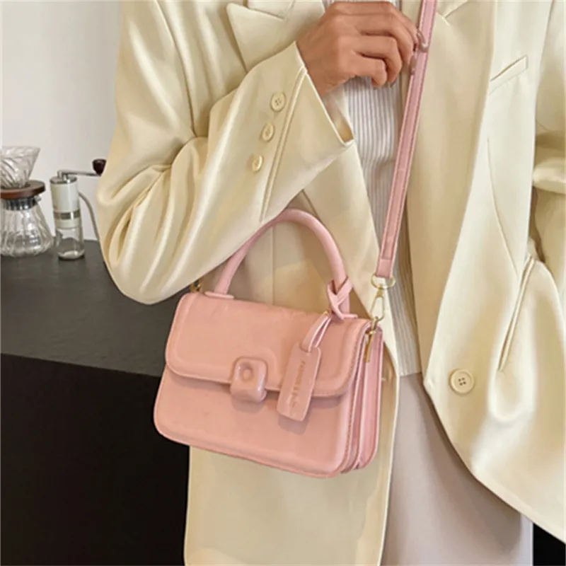 North Pack PU Handbag Small Square Bag Crossbody Bag Regular Women's Ecru/Black/Pink/Blue-17