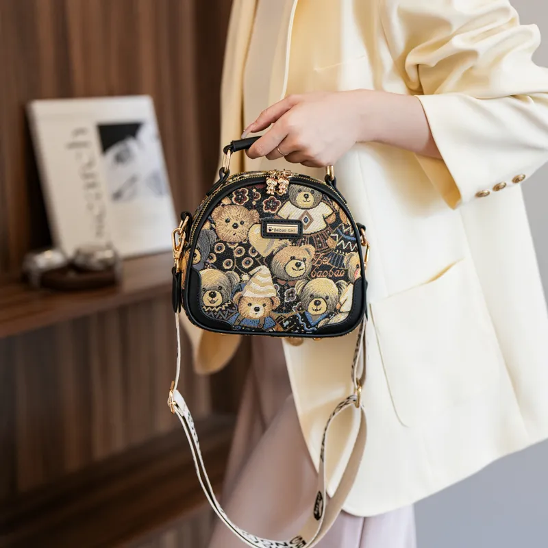 North Pack Canvas One Shoulder Handbag Regular Women's Beige Apricot/Midnight Black-8