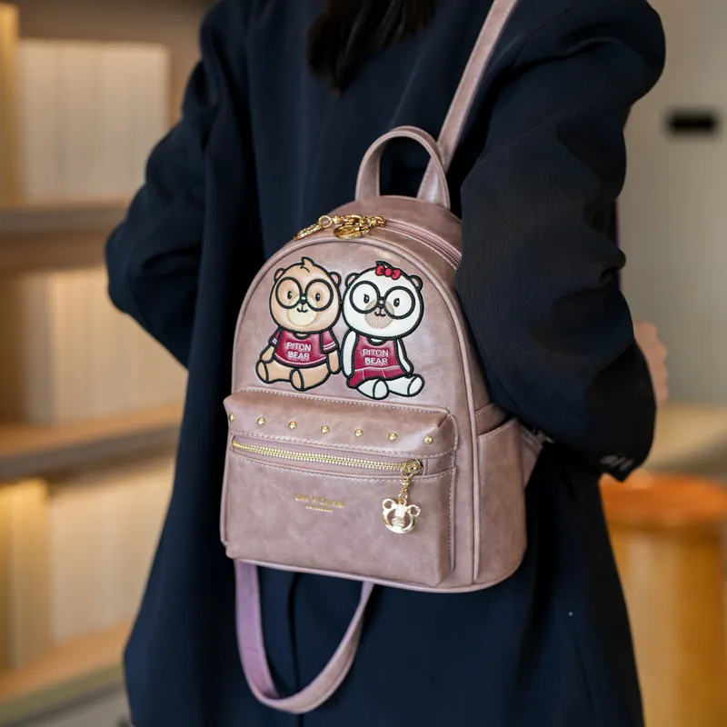 North Pack PU Backpack Women's Ecru/Pink-3