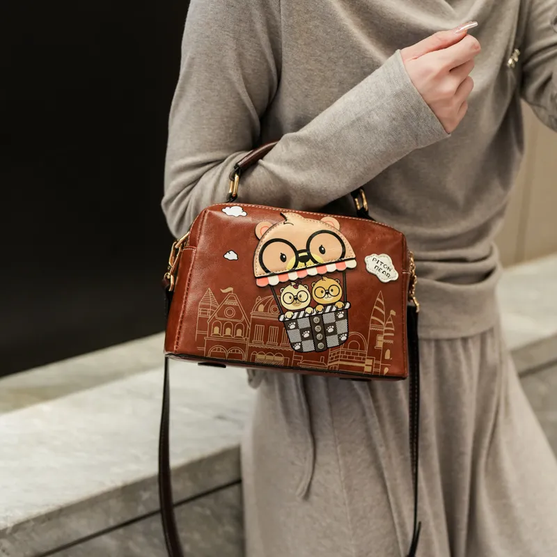 North Pack PU Crossbody Bag Regular Women's Beige/Pink/Brown-13