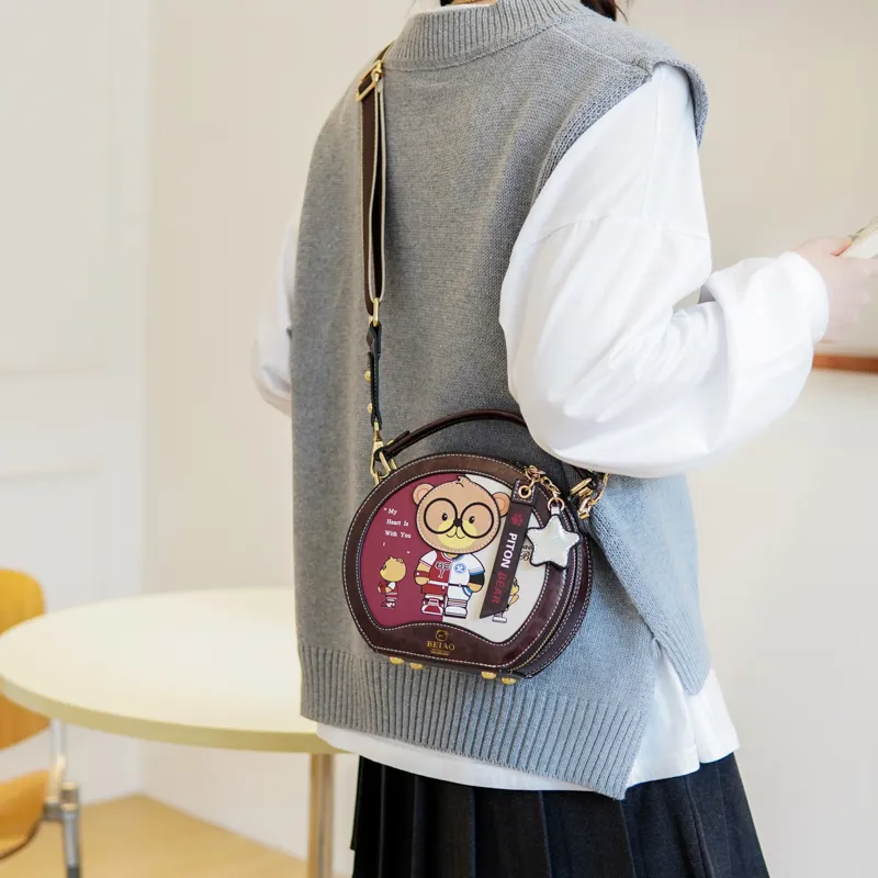 North Pack PU Handbag, Shoulder Bag, Crossbody Bag Regular Women's Pink/Coffee/Black-4
